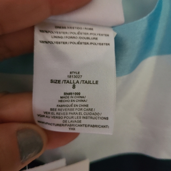NWT REINA dress white, blue striped - Picture 6 of 7